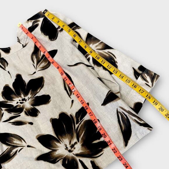 JM Collection Petite 100% Linen Floral 3/4 Sleeves Button Up Top Blouse Size 10P - Picture 12 of 13